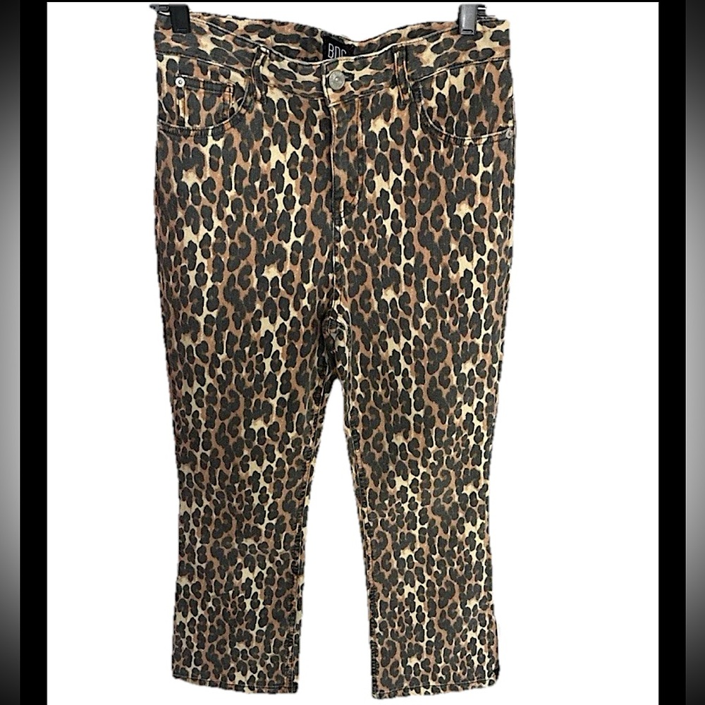BDG Urban‎ Outfitters High Rise Leopard Animal Print Jeans Sz 28 Stretch Wide LG